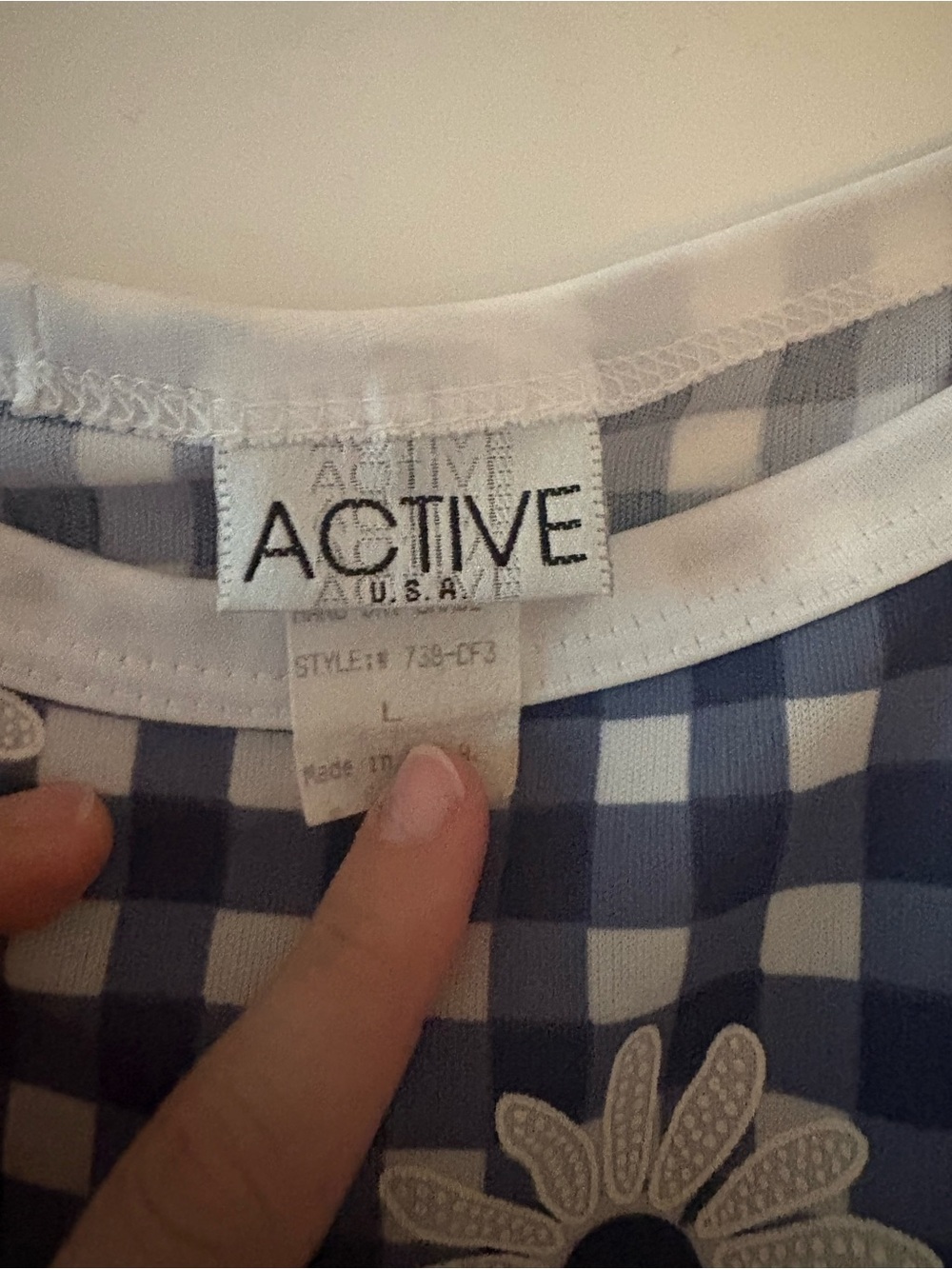 Vintage Active USA Blue and White Gingham dress with Daisy Detail - Picture 3 of 4